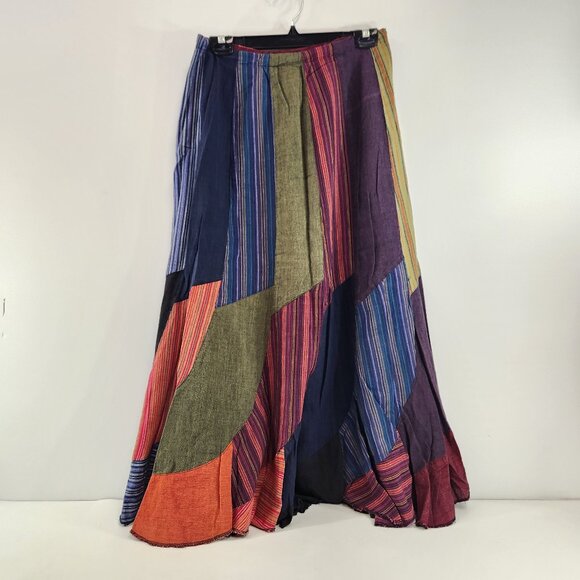 ARK Nepal 100% Cotton Patchwork Skirt Size Medium Boho Long - Picture 1 of 11